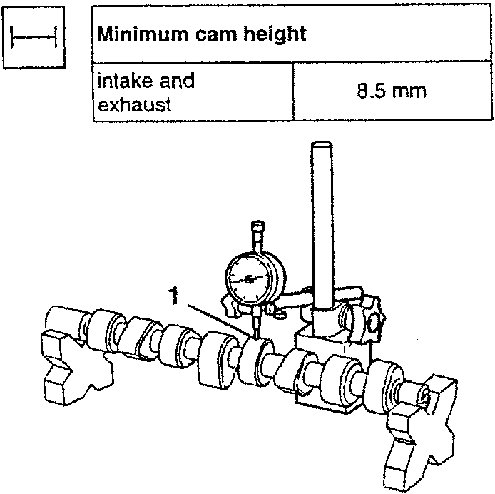 Camshaft with comparator measuring cam height