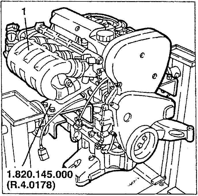 Engine on overhauling stand with support 1.820.145.000