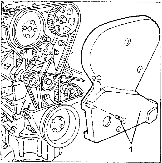 Illustration showing the engine pulley and lower belt cover with a crankshaft notch alignment indicator.