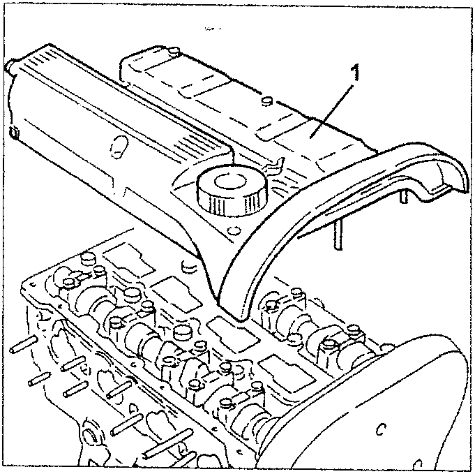 Illustration showing removal of the hydraulic tappet cover and seal from an engine block.