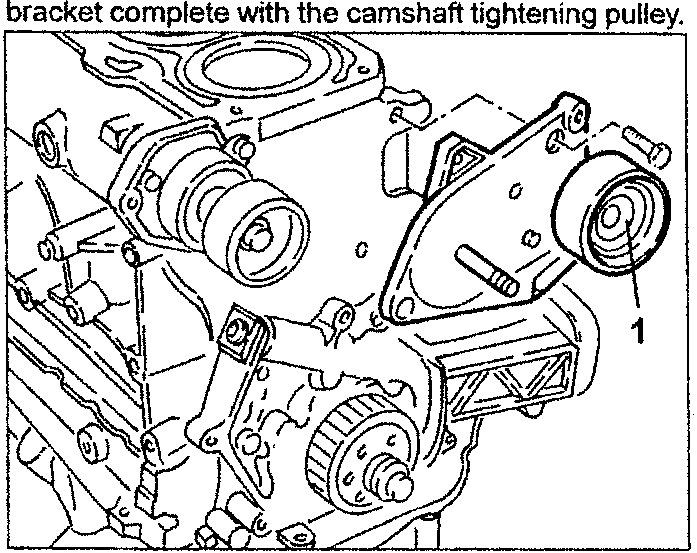 Engine diagram showing camshaft tightening pulley
