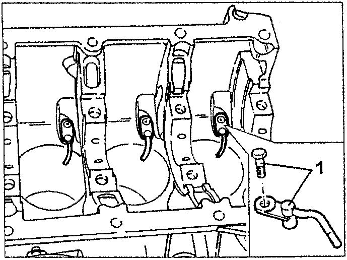 Diagram showing oil spray jets removal with part 1 indicated