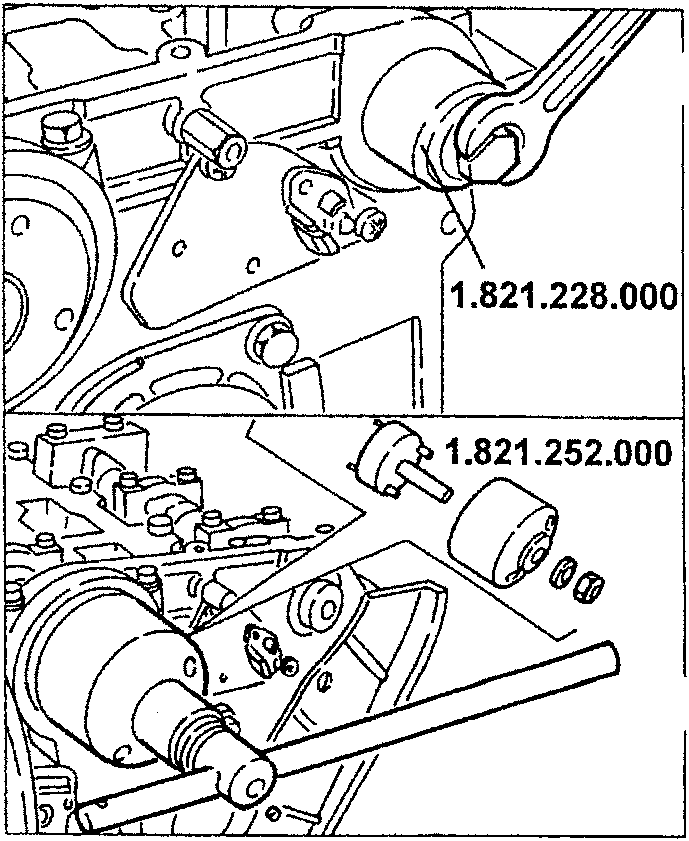 Diagram showing insertion of exhaust side and intake side oil seals using specified tools