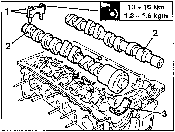 Camshaft assembly with torque specification box