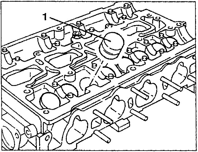 Cylinder head with hydraulic tappets removed