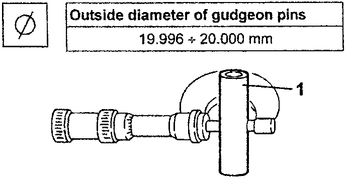 Diagram showing gudgeon pin measurement with caliper