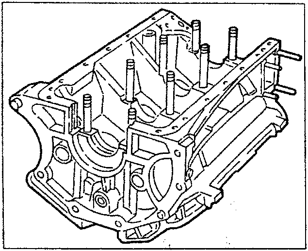 Crankcase block showing internal structure and mounting points