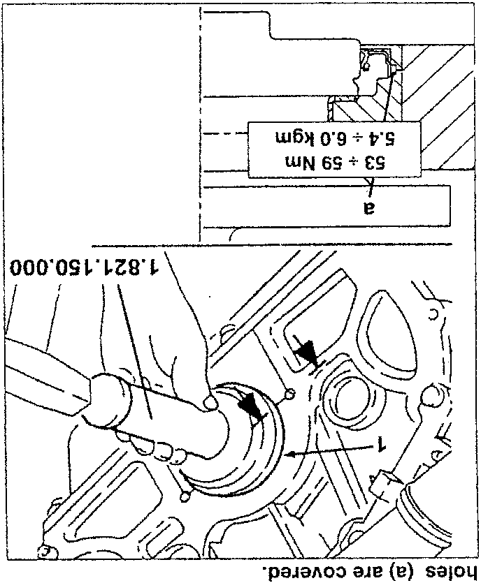 Diagram showing oil seal installation with torque specification