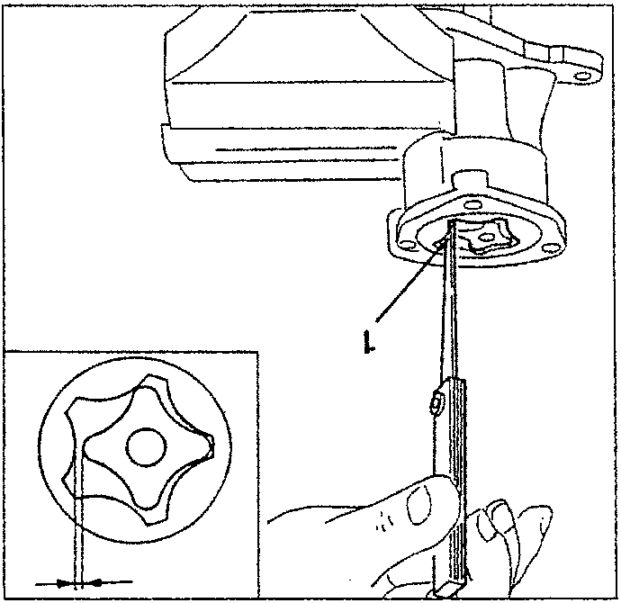Illustrates installing or removing a star-shaped screw from a car component
