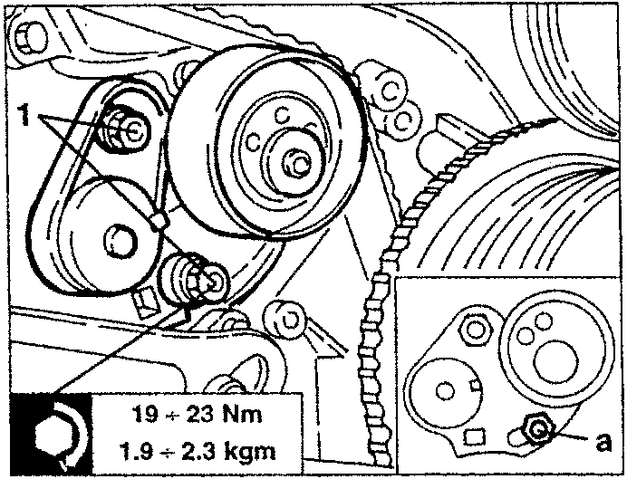 Timing gear drive belt on camshaft toothed drive pulley