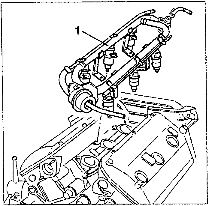 Fuel distributor manifold with injectors, pressure regulator and pulse damper