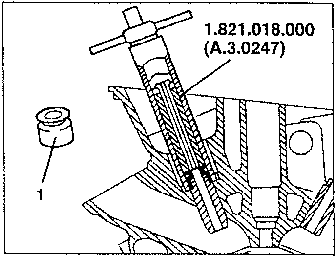 Diagram showing puller tool removing oil seal cap from engine block