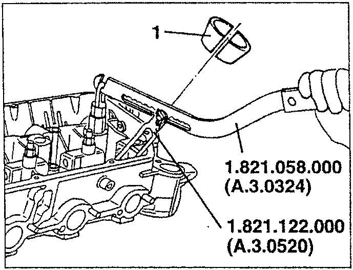 Diagram showing lever and cage removing half cones from engine block
