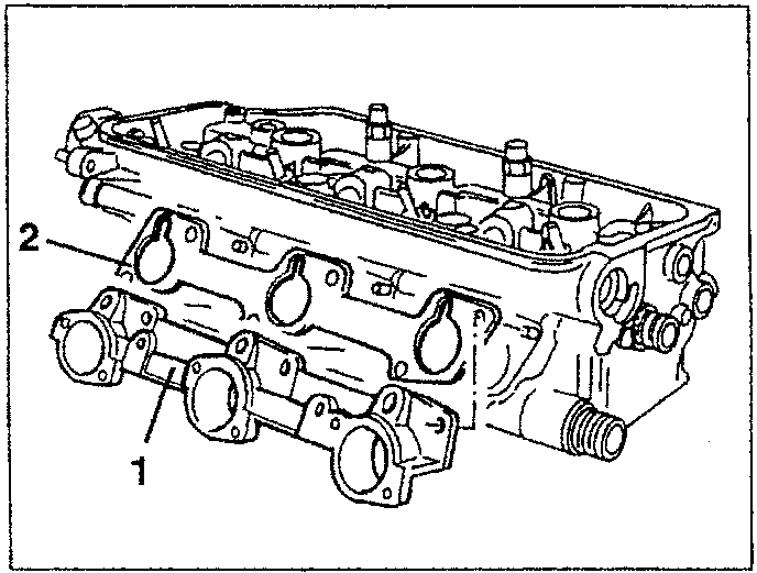 Diagram showing air intake manifold removed from engine block