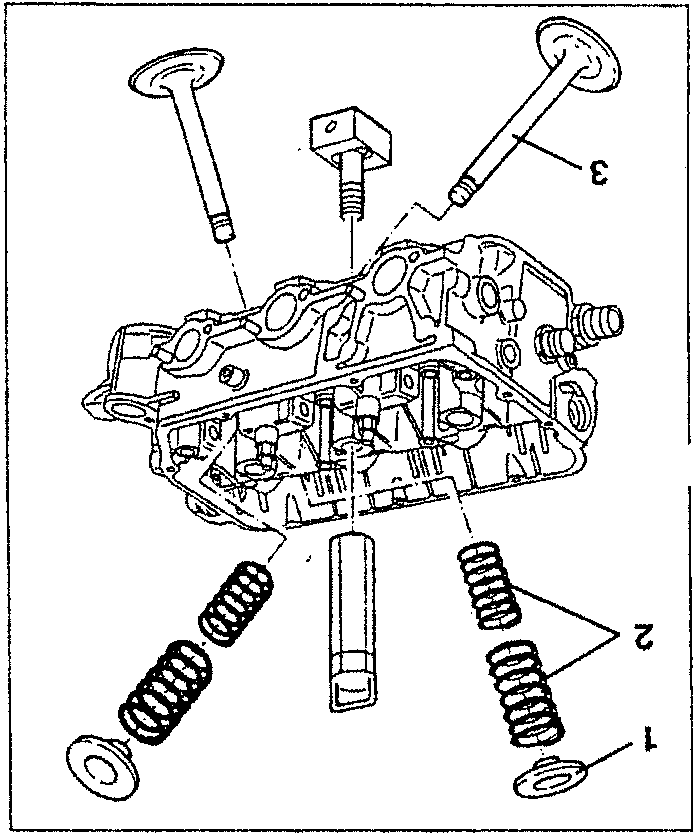 Diagram showing removal of valve components including spring 1, spring 2, and tool 3.