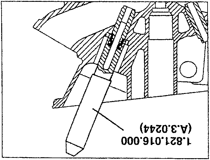 Close-up showing tool 1.821.016.000 (A.3.0244) being used to insert or extract a component from an intake manifold section.