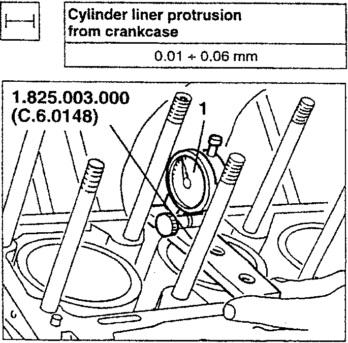 Tool 1.825.003.000 (C.6.0148) measuring cylinder liner protrusion