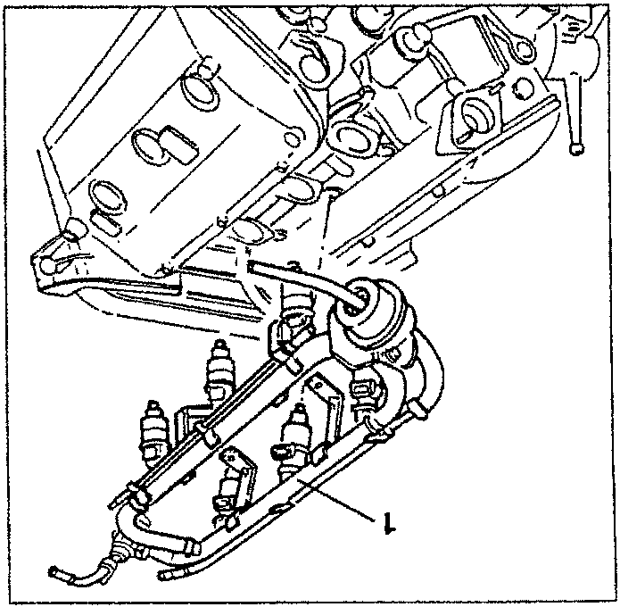 Fuel distributor manifold with injectors, pressure regulator and pulse damper