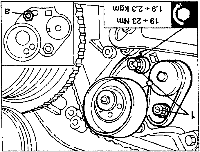 Timing gear belt tensioner with torque values
