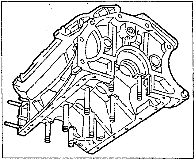 Crankcase diagram showing internal structure and mounting points