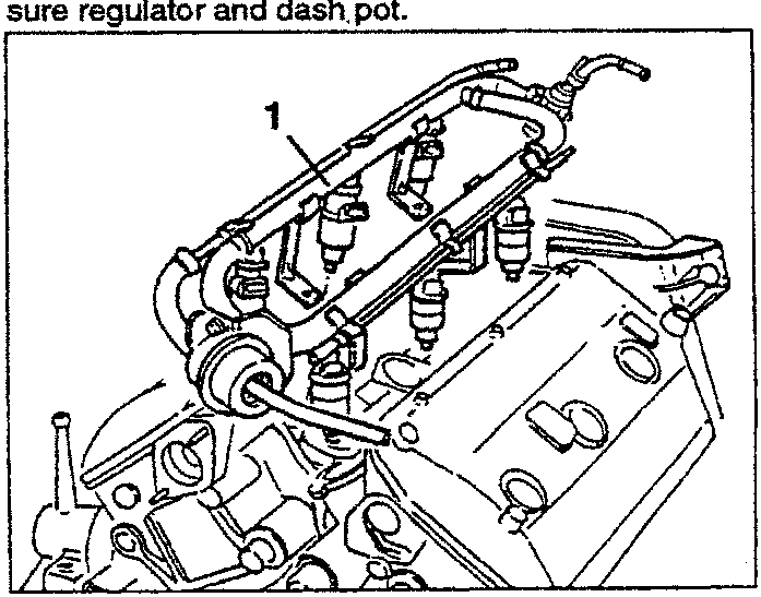 Engine diagram showing fuel distributor manifold removal