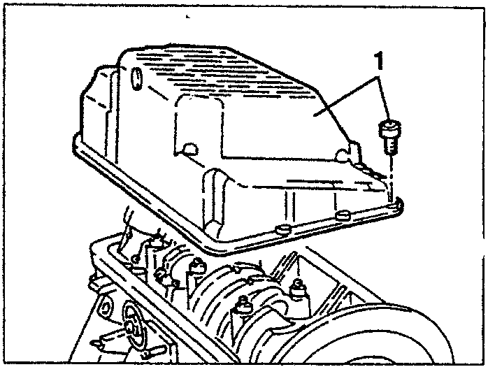 Diagram showing removal of oil pump, part labeled 1