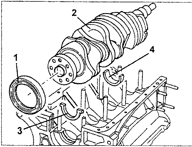 Illustration showing crankshaft with parts 1, 2, 3, and 4 labeled.