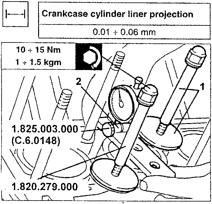 Crankcase cylinder liner projection measurement