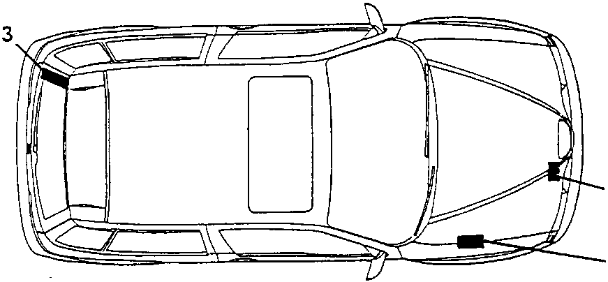 Plan view of the car showing the positions of plates 1, 2 and 3