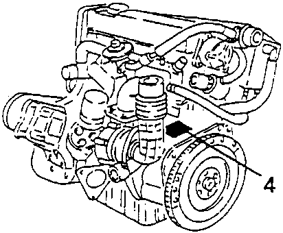 1910 JTD engine with the engine marking position 4 arrowed