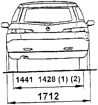 Rear view: rear track 1441, 1428 (1) (2); width 1712