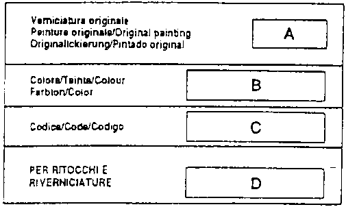 Paint identification label with fields A to D