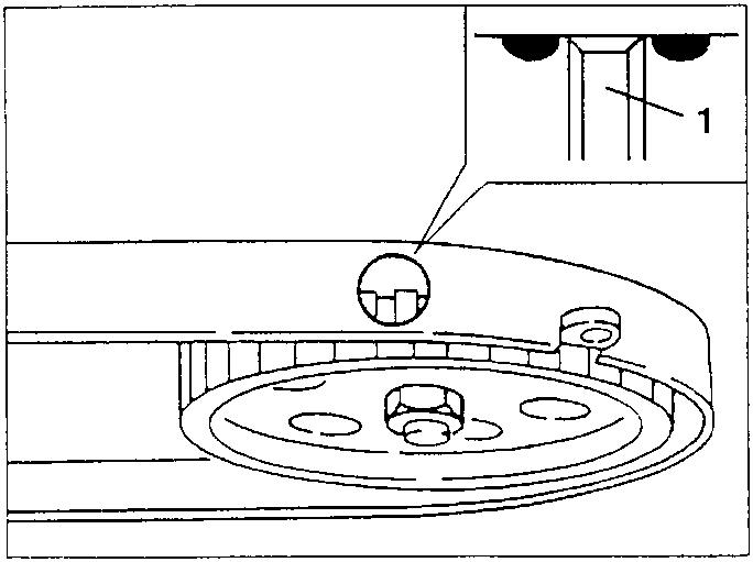 Flywheel with the T notch and the fixed reference 1