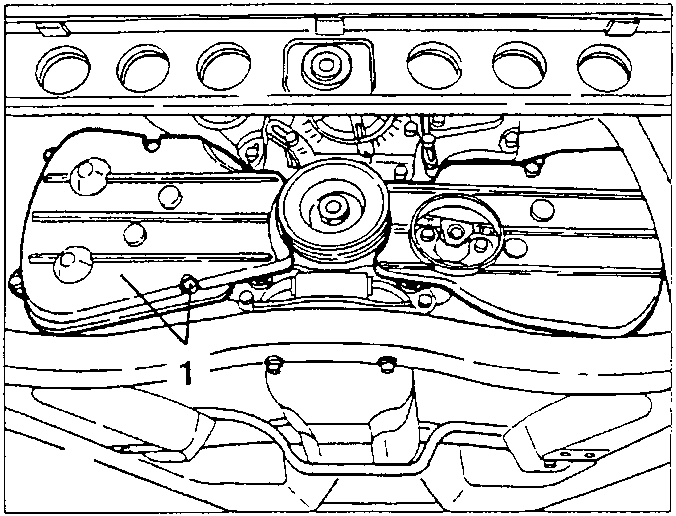 Timing belt covers with the fastening screws 1