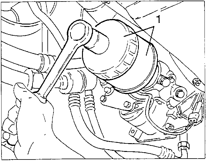 Removing the oil filter 1 with a suitable tool