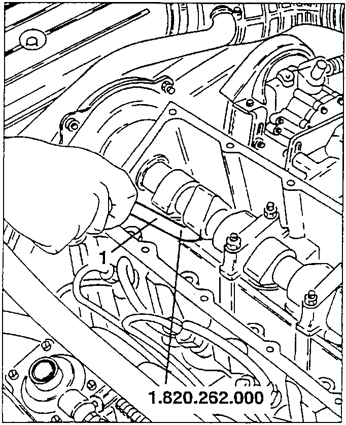Lowering the tappets 1 with pressure lever 1.820.262.000
