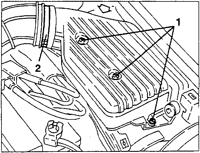 Air cleaner cover with its screws and clamp indicated