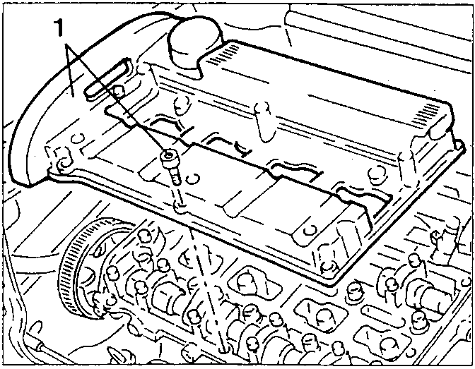 Cylinder head cover with its fastening screws indicated