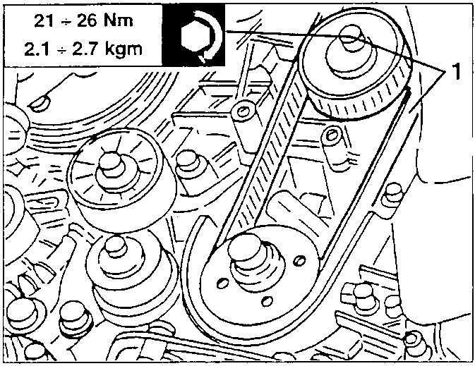 Timing gear belt tensioner and belt
