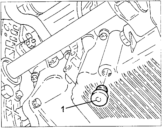 Sump with the oil discharge cap indicated
