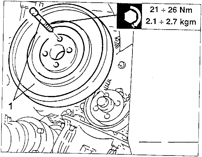 Driving shaft pulley with its clamping screws indicated