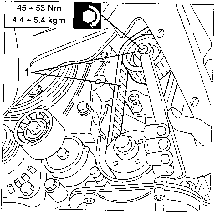 Loosening the clamping nut of the transmission belt tightener