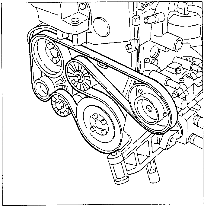 Auxiliary members' Poly V belt routed round the engine pulleys
