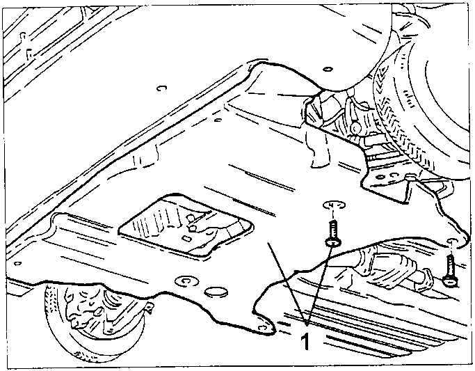 Under-engine protection with its fastening clamps indicated