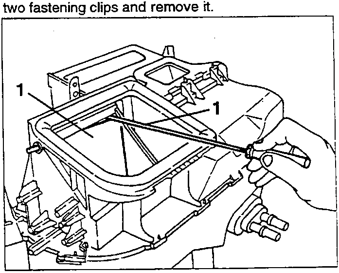 Releasing the outside air/recirculation vent (1) from its fastening clips with a screwdriver