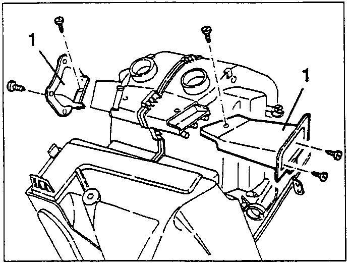 Air delivery ducts to the feet (1) with their fastening screws