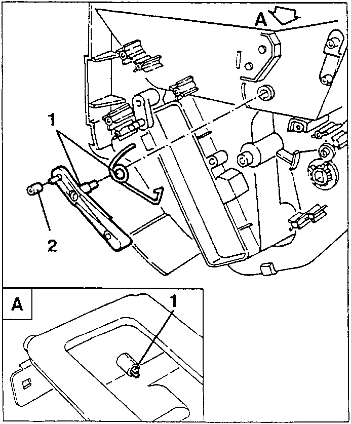 Tie-rod with control spring (1) and spacer (2), with detail A
