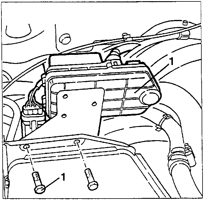 Support for the relays and connections (1) with its two fastening screws