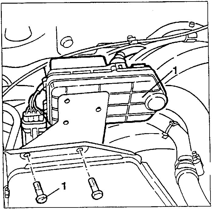 Support for the relays and connections (1) with its two fastening screws