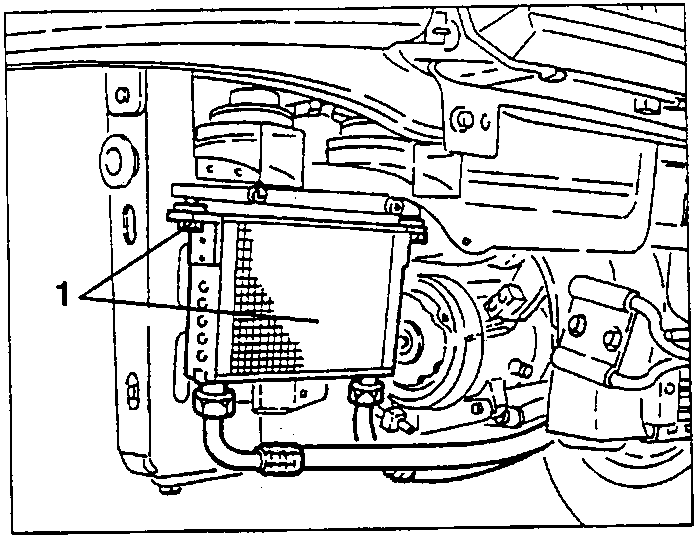 Fastening nuts of the engine oil radiator